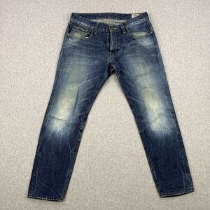 G Star Raw Jeans Mens Fits 32x28 Blue 3301 Low Tapered Button Fly Denim Italy